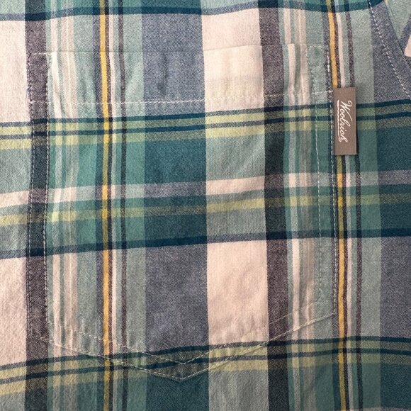Woolrich Mens Plaid Button Down Shirt Size Medium Teal Cotton Casual Lightweight - Picture 6 of 7